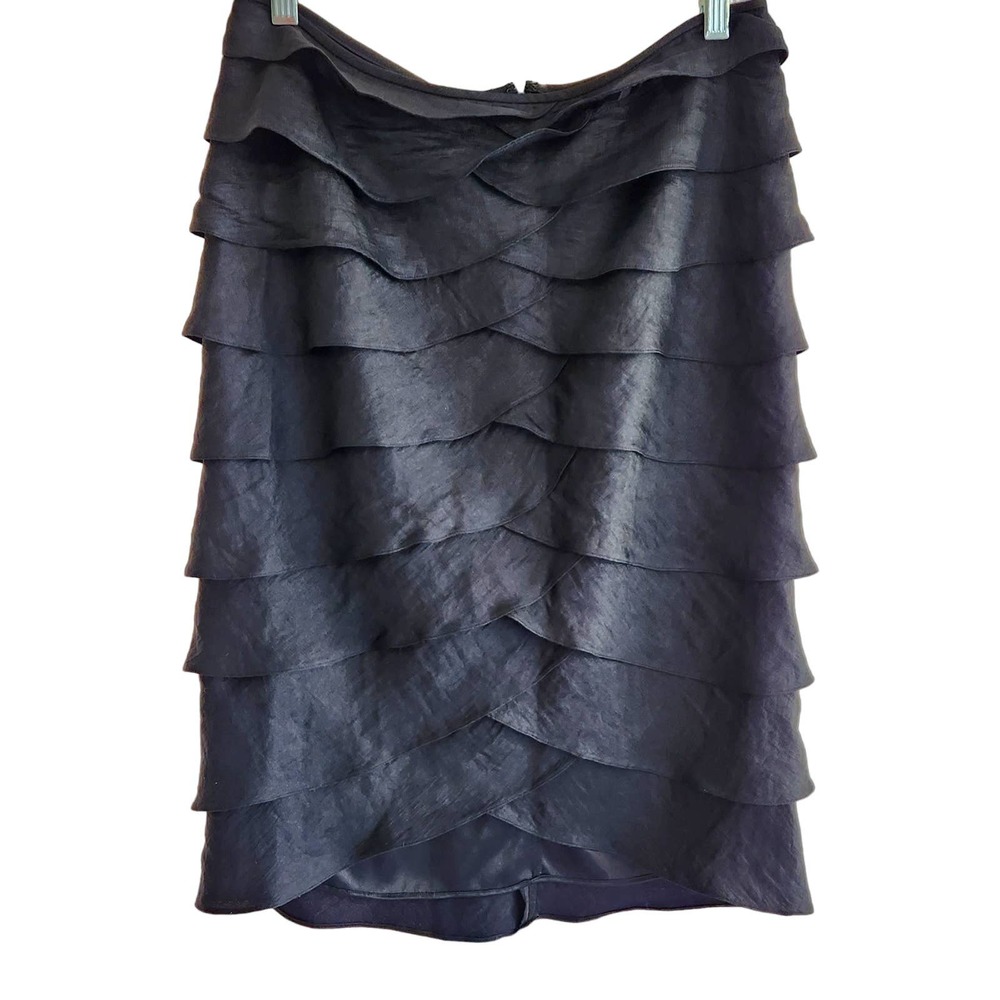 Adrianna Papell Black Tiered Pencil Skirt 8